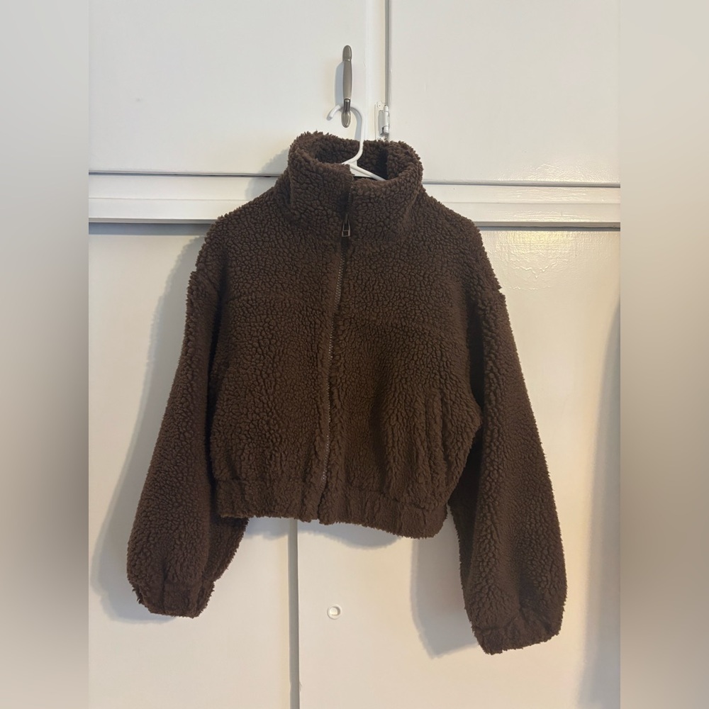 OAK + FORT Chocolate Brown Sherpa Jacket
